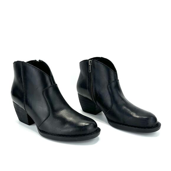 Born Women Black Western Ankle Boot Sz 8 Genuine Leather Cushioned Cowboy Bootie - Picture 14 of 15